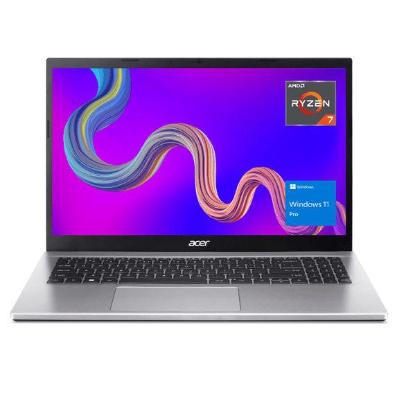 New Acer Aspire 3 15.6" FHD Laptop, AMD Ryzen 7 5700U Processor, 32GB RAM, 1TB SSD, AMD Radeon Graphics, Numeric Keypad, 720p HD Webcam, Wi-Fi 6, Windows 11 Home, Silver
