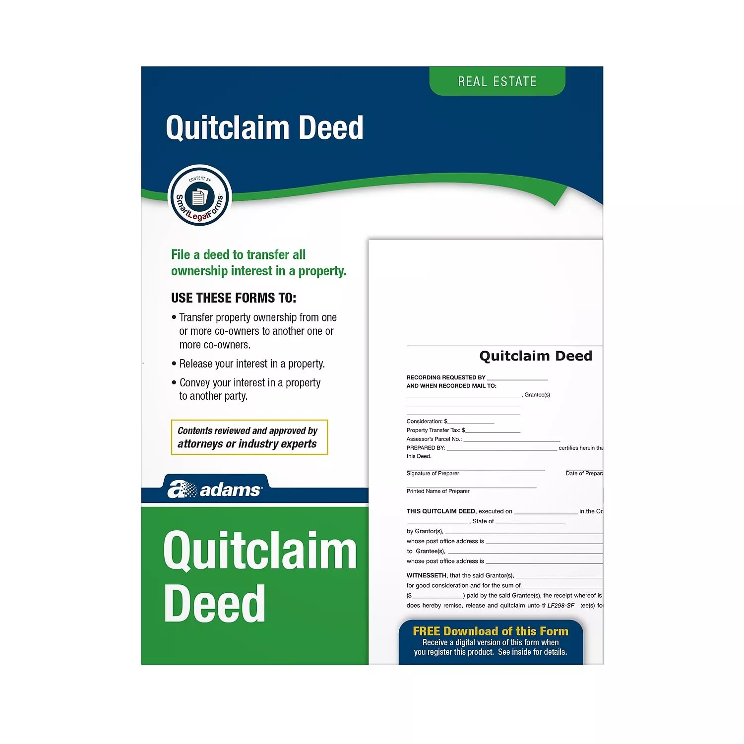 New Adams Quitclaim Deed Form and Instructions 8.5