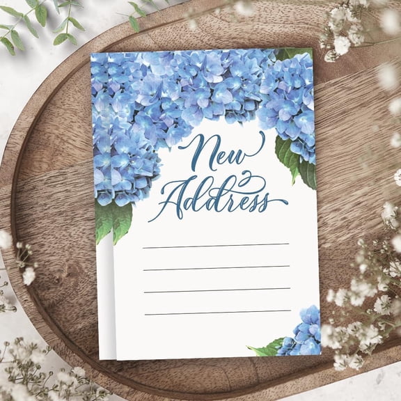 New Address Cards - Bright Blue Hydrangea Pretty Design - 20 Change Of Address Cards With Envelopes - Ive Moved or Weve Moved Announcements$$Office