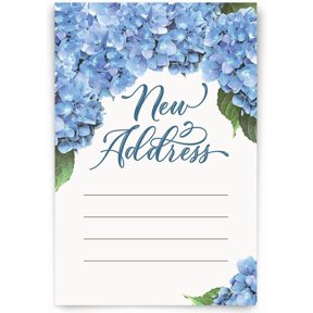 New Address Cards - Bright Blue Hydrangea Pretty Design - 20 Change Of Address Cards With Envelopes - Ive Moved or Weve Moved Announcements