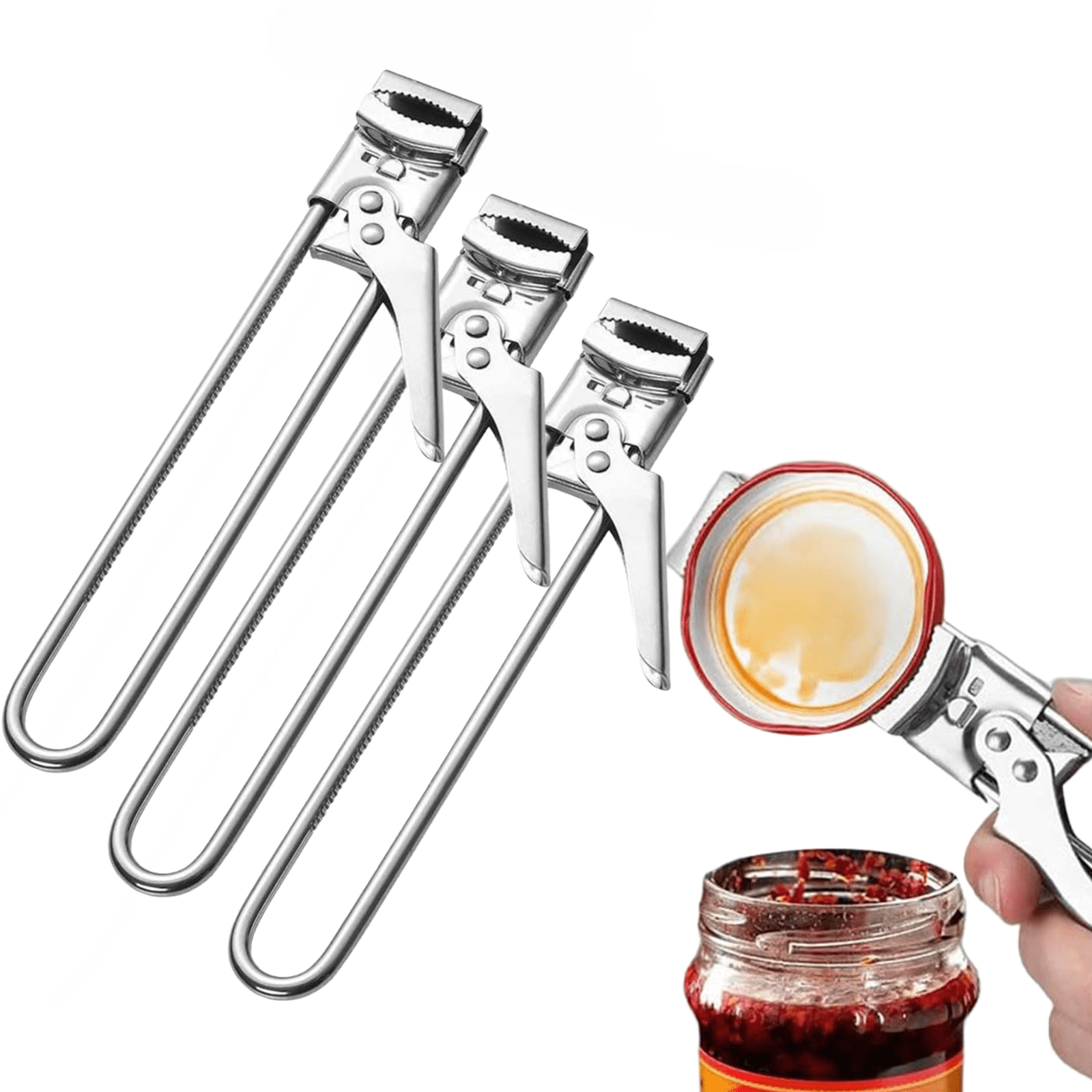 New Adjustable Stainless Steel Jar Opener, Multifunctional Jar Lid Opener for Weak Hands, Stainless Steel Can Opener Jar Lid Gripper Bottle Opener for Various Cap Kitchen Gadgets Accessories