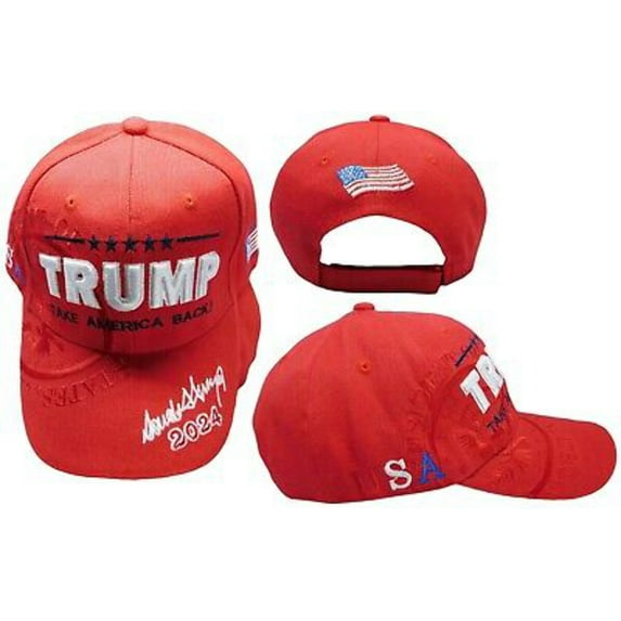 New Adjustable Trump 2024 Embroidered Hat Baseball Cap Red US