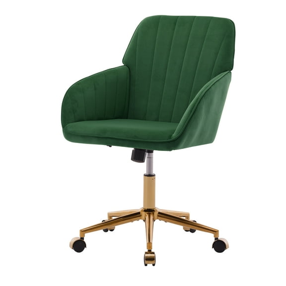 New Adjustable Velvet Office Chair with Gold-Plated Base - Ergonomic Swivel Design, Memory Foam Cushion for Home/Office