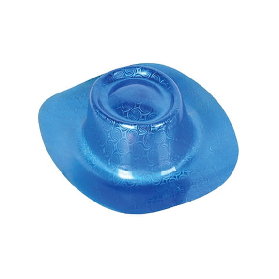 New Adults Childs Blue Metallic Plastic Cowboy Costume Accessory Hat