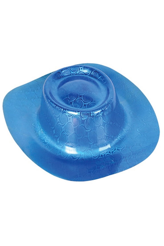 New Adults Childs Blue Metallic Plastic Cowboy Costume Accessory Hat