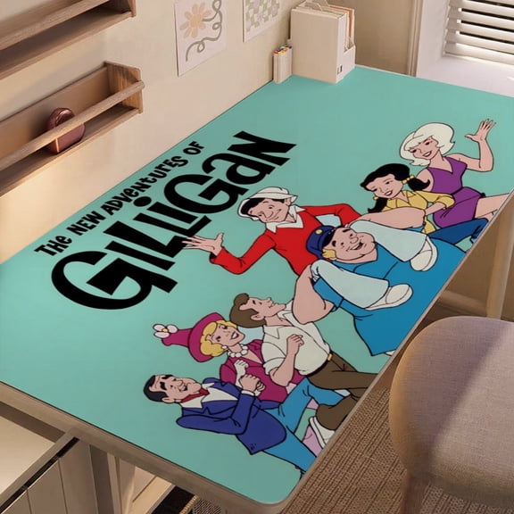 The New Adventures of Gilligan-themed extra-large Non-Slip Base leather Desk Table mat—versatile for computer desks, dining tables, and more.12"x24"(30X60cm）