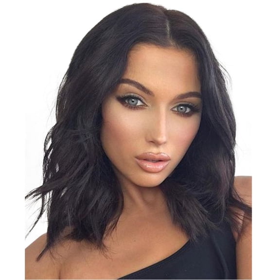 New African medium-parted short curly big wave full head Synthetic Fiber wig