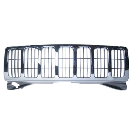 New Aftermarket Chrome And Black Front Grille 55156814AE One Piece fits 2005-2007 Jeep Grand Cherokee