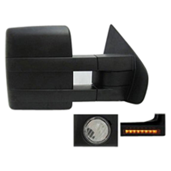 New Aftermarket Passenger Side Right Puddle Lamp Power Door Mirror, Trailer Tow Type fits 2007-2014 Ford F-150