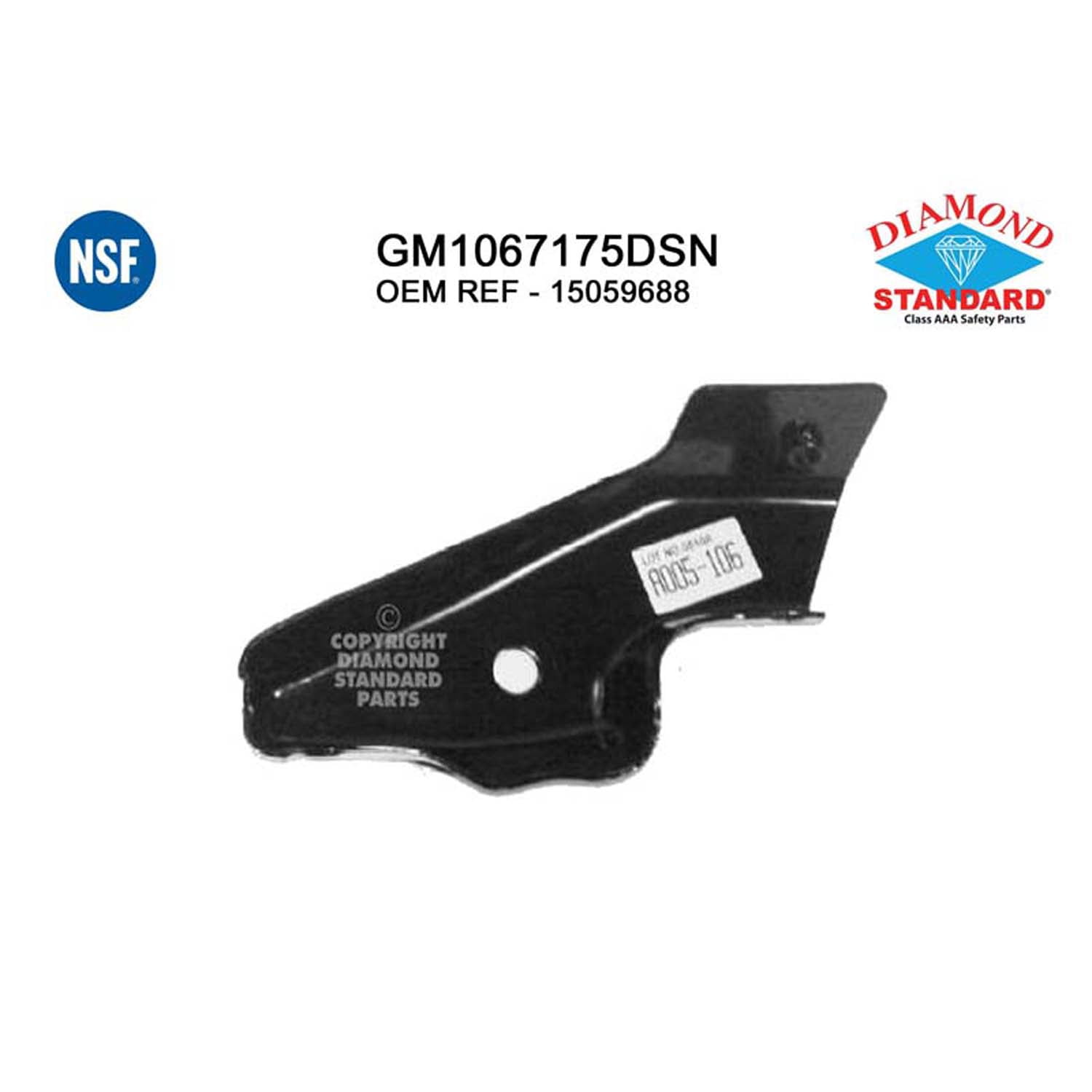 New Aftermarket NSF Front Passenger Side Outer Bumper Face Bar Brace Replaces 15059688 fits 2003-2006 Chevrolet Avalanche::Without Body Cladding