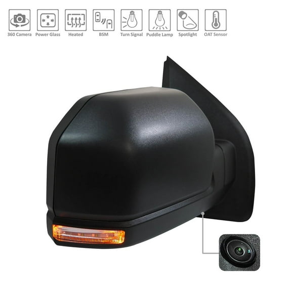 New Aftermarket Premium Passenger Side Door Mirror Power Heated Not Painted JL3Z17682AA fits 2018-2020 Ford F-150 Raptor Crew Cab Pickup 4-Door