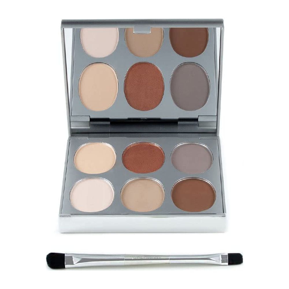 New Again Eyeshadow Palette & Brush, 6 Buildable & Blendable Micronized Powder Shades (Basic