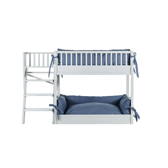 `New Age Pet ECOFLEX Aspen Dog Bunk Bed in Antique White, Two Memory Foam Cushions