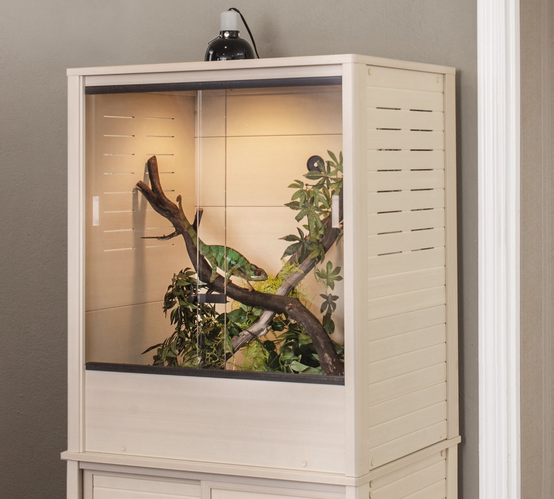 Maple and Grey ECOFLEX Vertical Reptile Habitat with Glass Doors