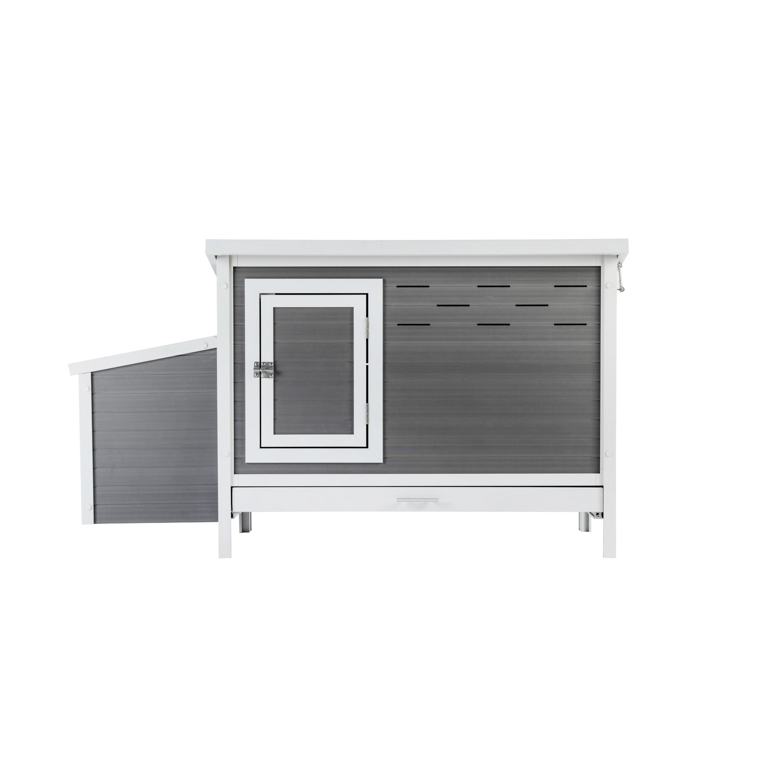 Gray and White ECOFLEX Outdoor Chicken Coop with Removable Tray