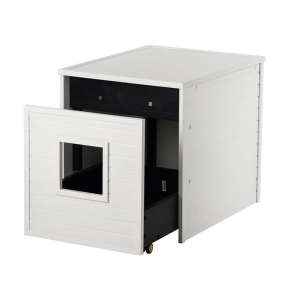 New Age Pet® ECOFLEX® Freedom Litter Loo® Moisture‑Resistant Enclosure & End‑Table, Non‑Toxic, Pull Out Drawer, Indoor Cat Furniture