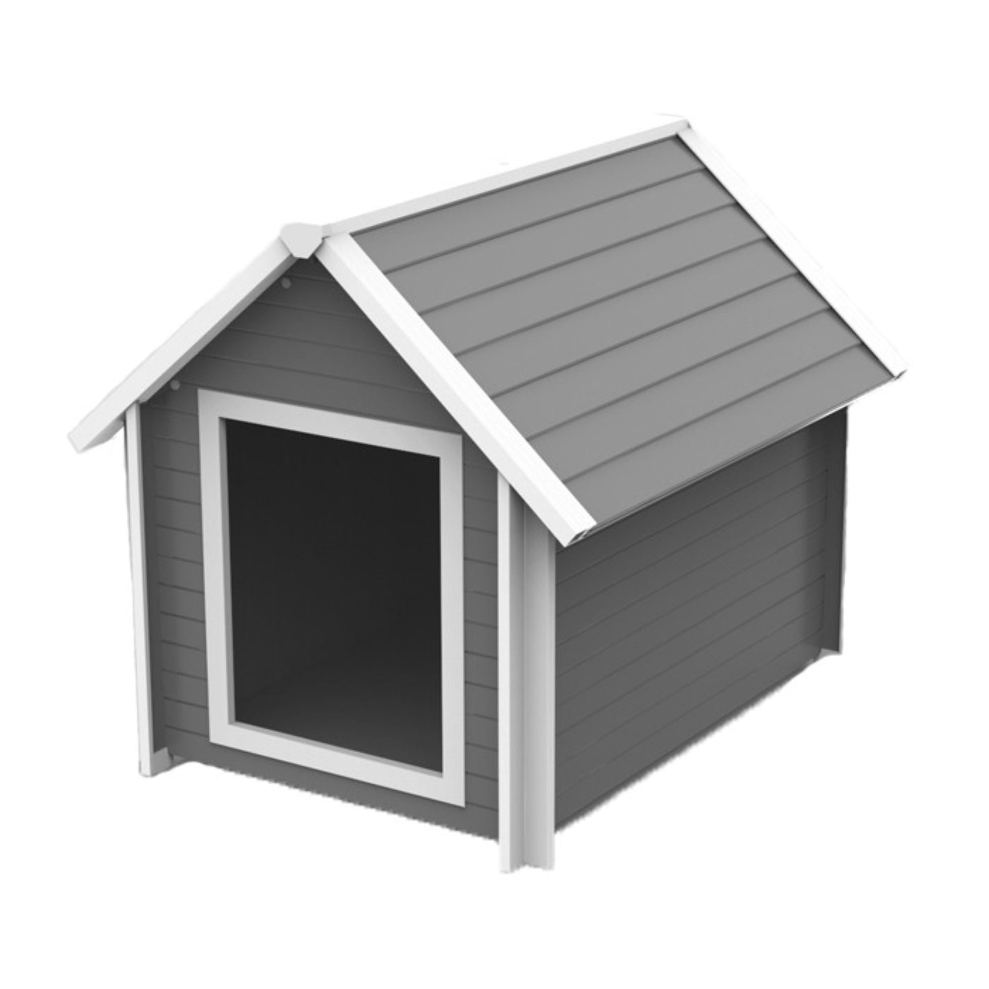 Large Gray and White Insulated ECOFLEX Raised Dog House