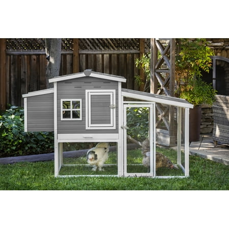 New Age Pet® ECOFLEX® Hampton Chicken Coop and Pen, Moisture and Odor Resistan Built-In Ventilation, 2 Compartment Nesting Box, Roosting Bars, Easy Clean Tray, NeveRust Stainless Steel Mesh