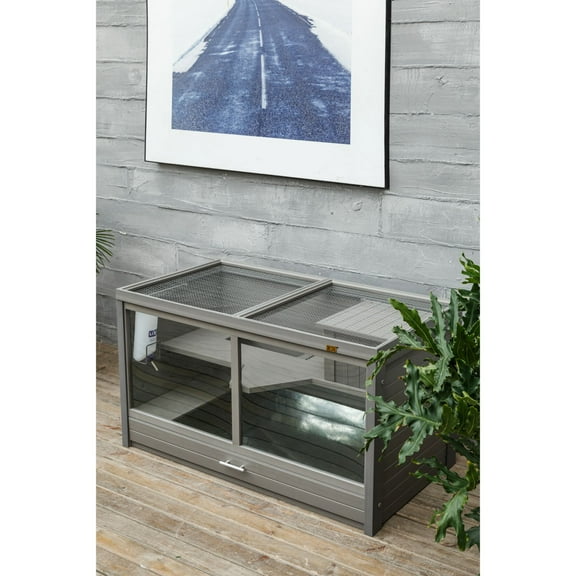 New Age Pet® ECOFLEX® Jumbo Park Avenue Indoor Rabbit Hutch, Durable Composite, Scratch-Resistant Polycarbonate Panel, NeveRust Stainless Steel Mesh Lid, Easy Assembly Holds 2 Rabbits Comfortably