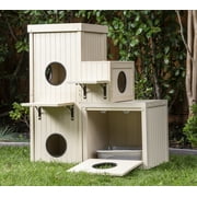 New Age Pet  ECOFLEX  Kitty Katio Cat House with 4 Cubes, 2 Shelf Indoor/Outdoor Tower