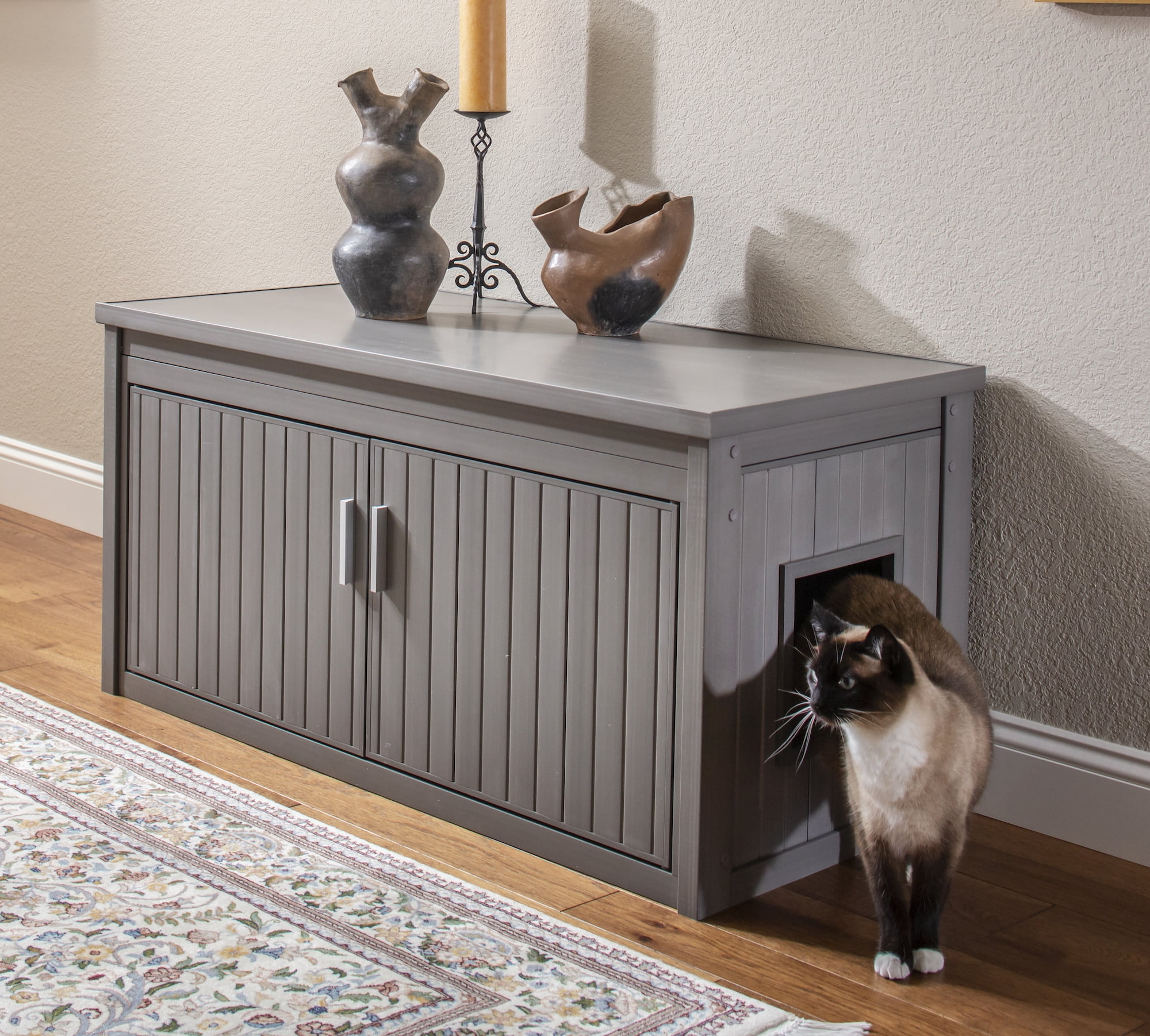 Gray ECOFLEX Litter Concealer Bench with Dual Doors