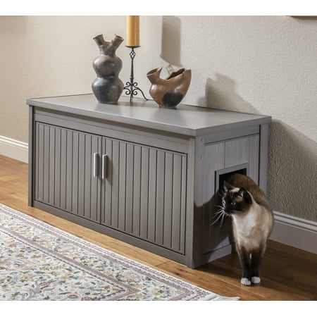 New Age Pet® ECOFLEX® Litter Loo® Bench - Durable Composite Cat Litter Box Enclosure, Moisture and Odor Resistant, Easy Assembly, Available in Espresso, Russet Brown, Antique White, Gray
