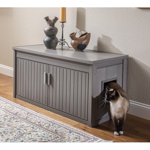 New Age Pet® ECOFLEX® Litter Loo® Bench - Durable Composite Cat Litter Box Enclosure, Moisture and Odor Resistant, Easy Assembly, Available in Espresso, Russet Brown, Antique White, Gray