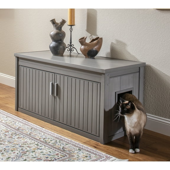 New Age Pet® ECOFLEX® Litter Loo® Bench - Durable Composite Cat Litter Box Enclosure, Moisture and Odor Resistant, Easy Assembly, Available in Espresso, Russet Brown, Antique White, Gray