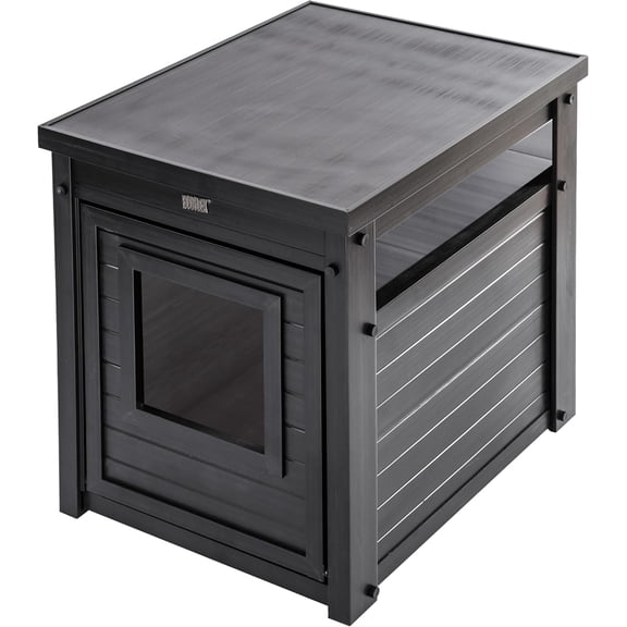 New Age Pet ECOFLEX LitterLoo Moisture and Odor Resistant Enclosure & End Table, NoTools Assembly, 10 Year Warranty, Espresso Black, Standard