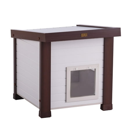 New Age Pet® ECOFLEX® Albany Outdoor Cat House, Weather‑Resistant, Dual Door Flaps