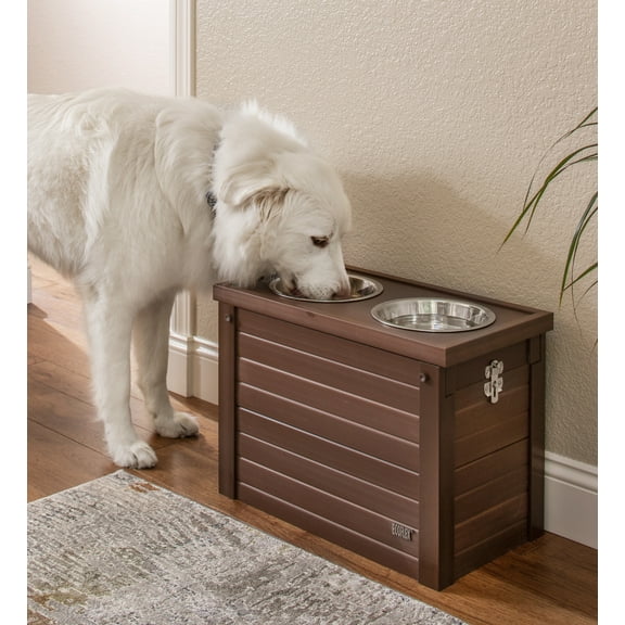 New Age Pet® ECOFLEX® Piedmont Elevated Dog Feeder, Two 32 ounce Bowl Design and Storage