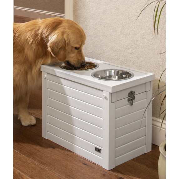 New Age Pet® ECOFLEX® Piedmont Elevated Dog Feeder, Two 32 ounce Bowl Design and Storage