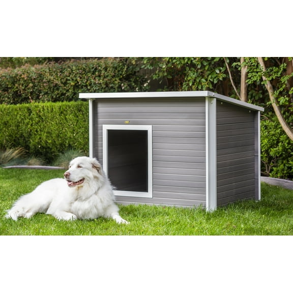 New Age Pet ECOFLEX Rustic Lodge Outdoor Elevated Dog House, Jumbo Weather Resistant