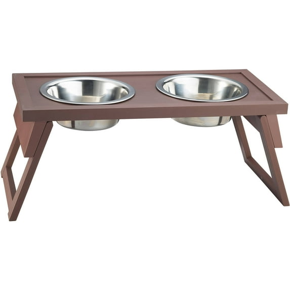 New Age Pet Habitat 'n Home HiLo Diner Raised Dog Bowl, Medium, Russet