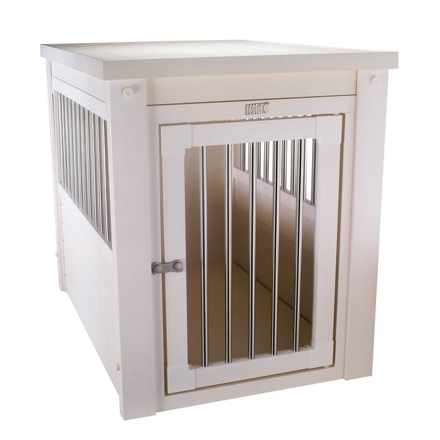 New Age Pet Ecoflex Furniture Style Dog Crate End Table Antique White