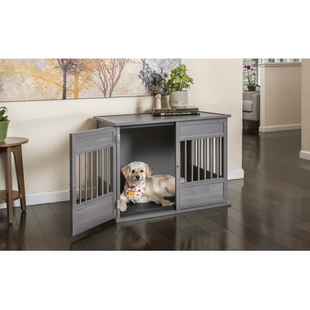 New Age Pet ECOFLEX® Horizon Dog Crate & End Table, Modern Slatted Indoor Dog Kennel