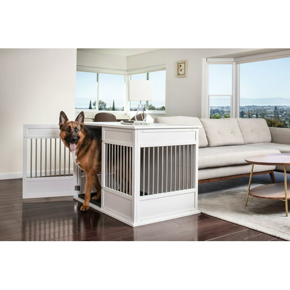 New Age Pet ECOFLEX® Horizon Dog Crate & End Table, Modern Slatted Indoor Dog Kennel