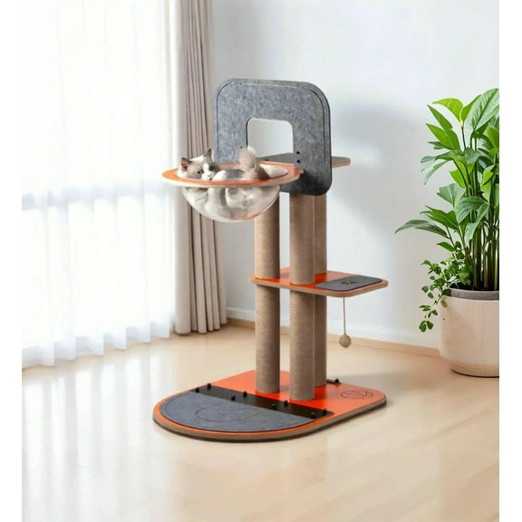 New Age Pet Purr and Play Interactive Cat Basketball Hoop with Scratching Pad