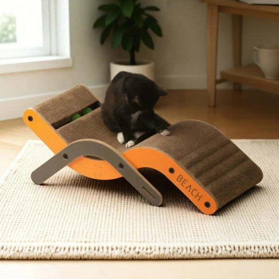 New Age Pet® Purr and Play Small Cat Lounge Scratcher, Compact Scratching Lounger