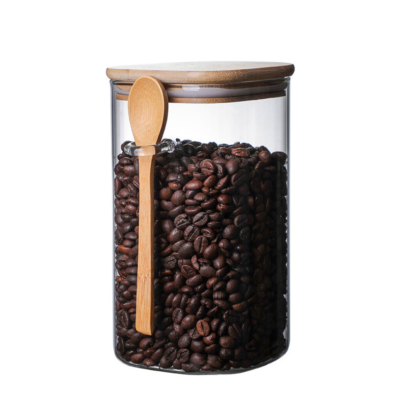 Saki Glass Coffee Canister 34 oz (1000 ml) Glass Container for Ground, Whole Beans - Food Grade Lid with Airtight Rubber Seal - Storage Jar with CO2