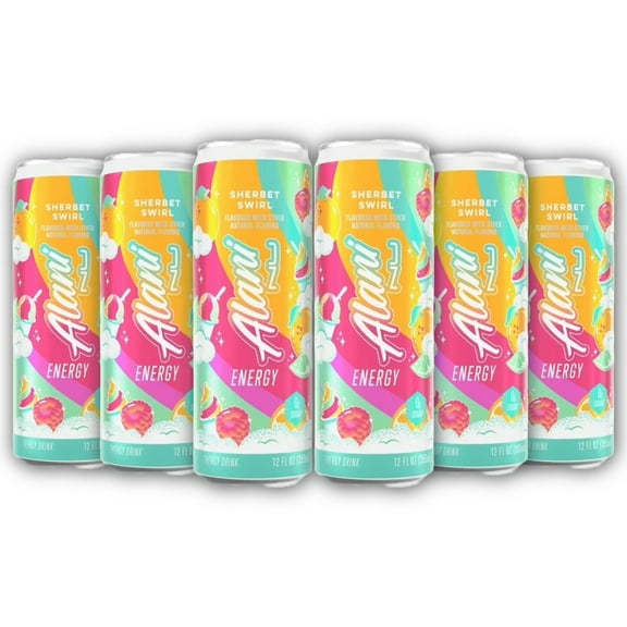 New Alani Energy Drink, Sherbet Swirl Flavor, 12 fl oz Cans, 6 Pack