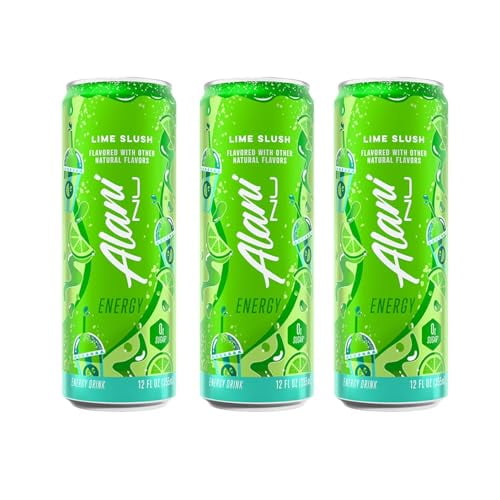 New Alani Energy Drinks, Lime Slsuh - Limited Edition Flavor, Sugar-Free, Low-Calorie, Energy Boost Drink 12 fl oz (Pack of 3) Repackaged By PickNGo Market*