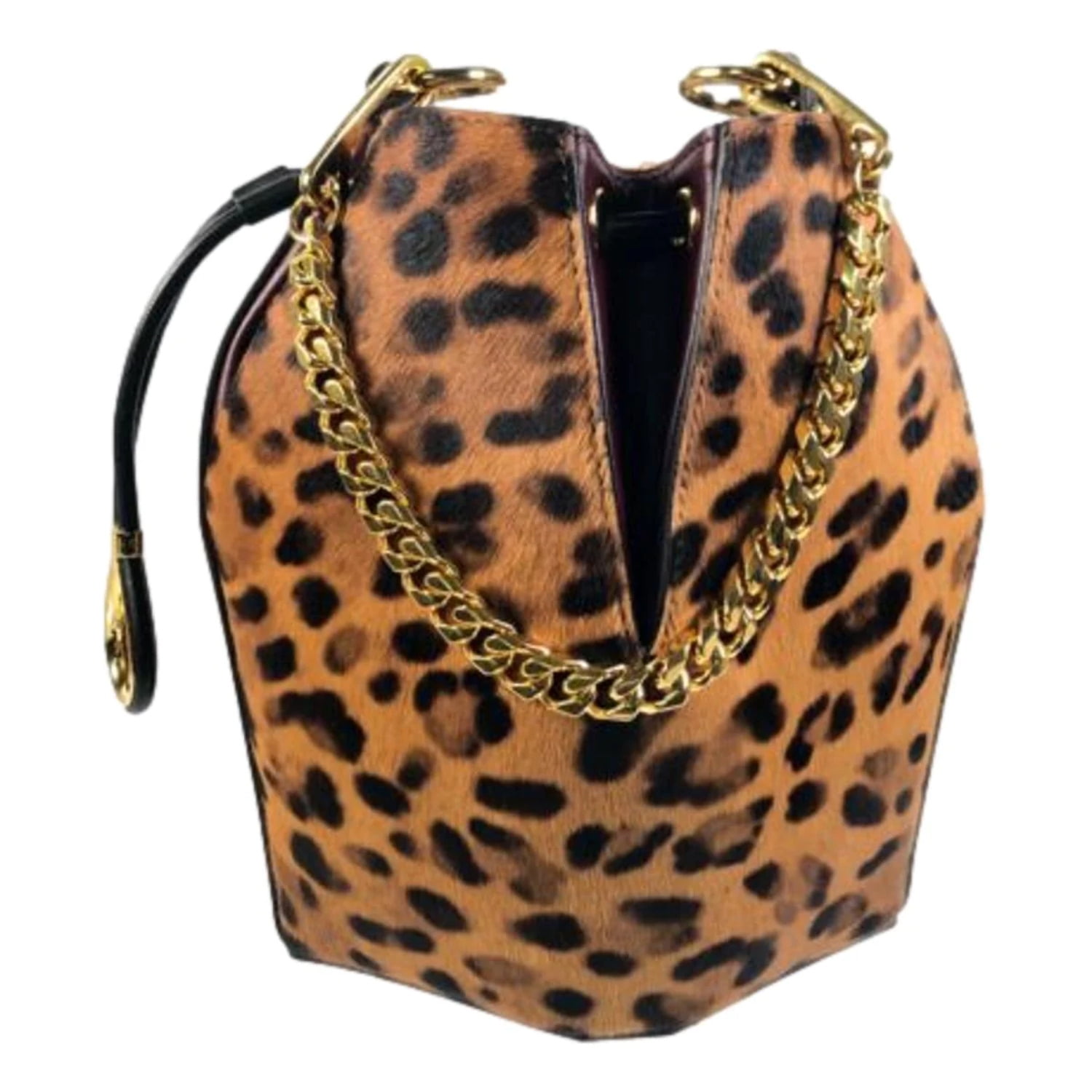 New Alexander McQueen The Bucket Bag Cheetah Print Pony Hair