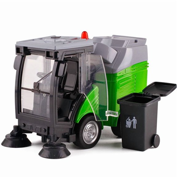 New Alloy Sweeper Model Diecast Road Cleaning Refuse Bin Classification Sanitation Vehicles Car Model Sound and Light Kids Gifts