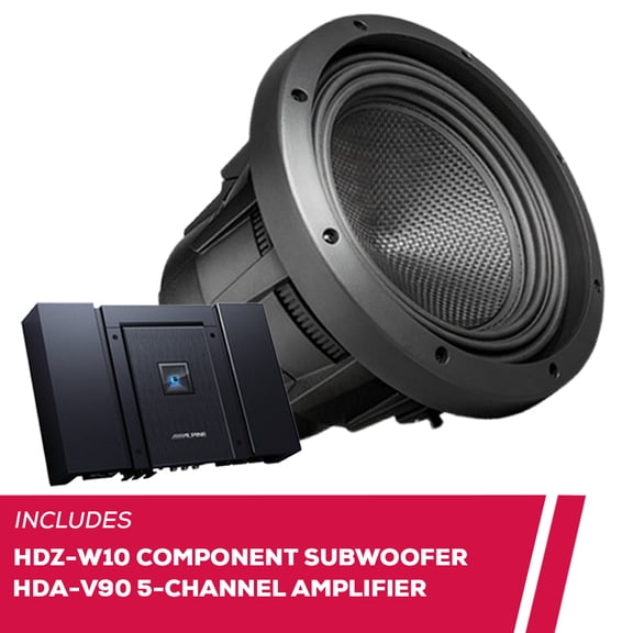 New Alpine HDZ-W10 10" Component Subwoofer with HDA-V90 5-Channel Amplifier