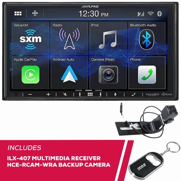 New Alpine ILX-407 7" Multimedia and HCE-RCAM-WRA Spare Tire Backup Camera