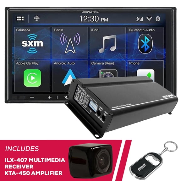New Alpine ILX-407 7" Multimedia and KTA-450 Amplifier and Back-Up Camera