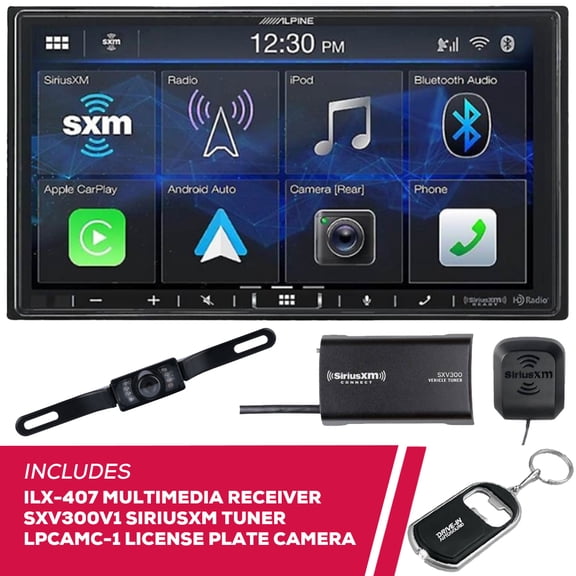 New Alpine ILX-407 7" Multimedia w/ License Plate Camera & SiriusXM Tuner