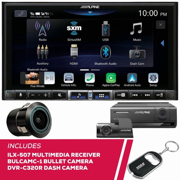 New Alpine ILX-507 7" Multimedia w/ Bullet Camera & DVR-C320R Dash Camera