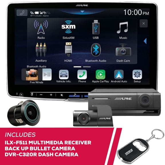 New Alpine ILX-F511 11" Multimedia w/ Bullet Camera & DVR-C320R Dash Camera
